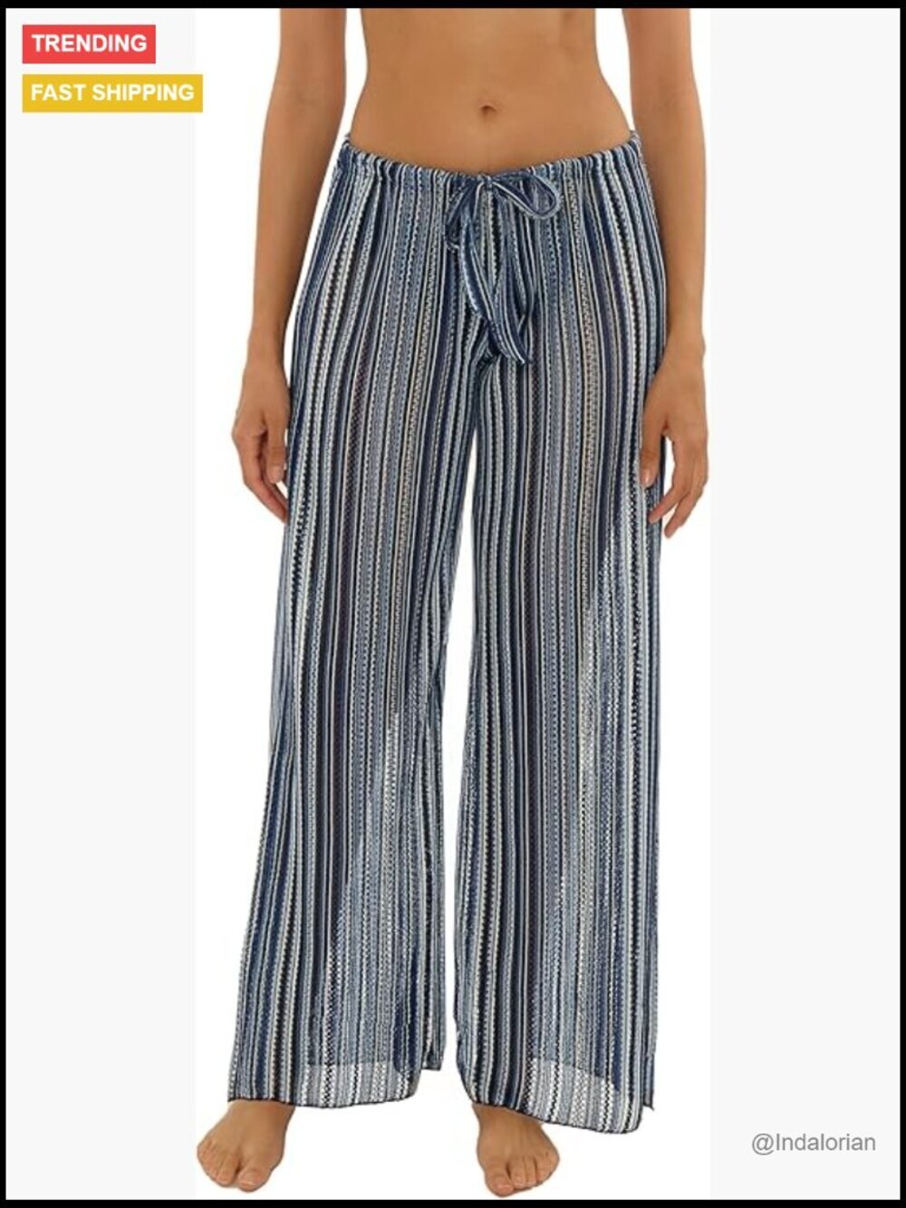 High-Waist Split Leg Harem Pants Crochet Knit Beach Cover Up